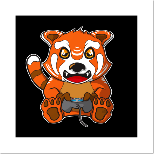 Gaming Red Panda Cute Gamer Posters and Art